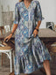 Bohemian Paisley Print V-Neck Midi Dress