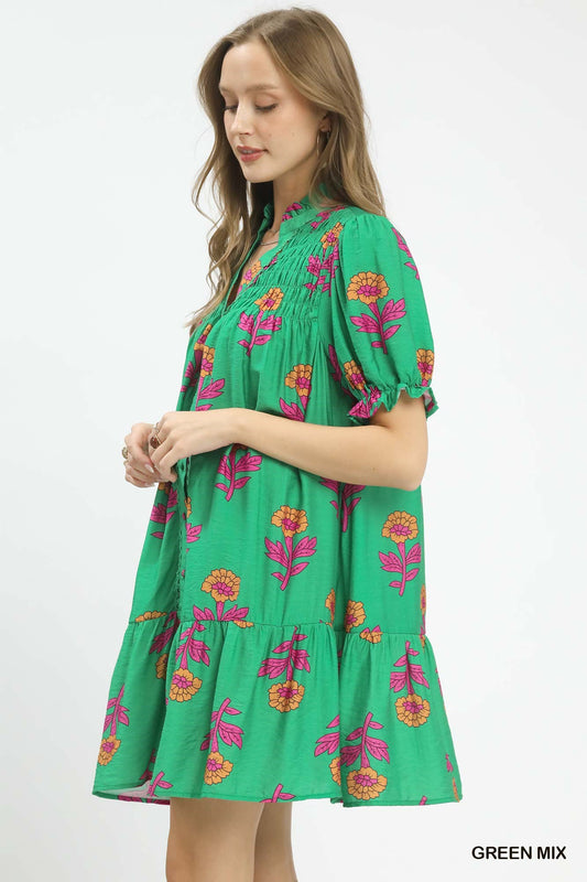 Umgee Floral Print Babydoll Dress view 2 - Shopiebay