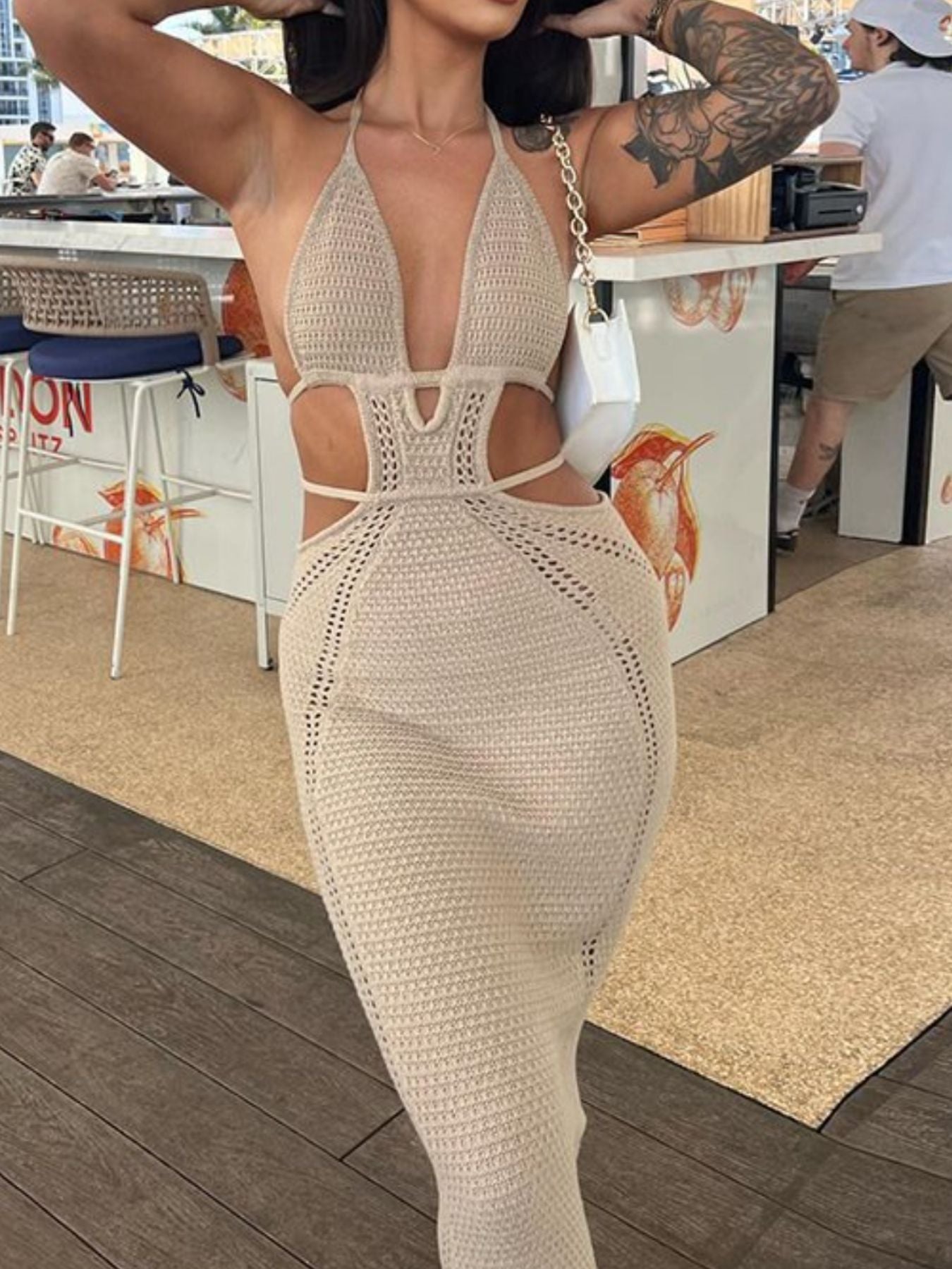 Halter Neck Cutout Knitted Maxi Dress view 12 - Shopiebay