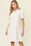 Double Take Texture Collared Neck Short Sleeve Dress