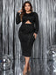 Honey Plus Size Cutout Slit Round Neck Long Sleeve Dress - Shopiebay women's boutique