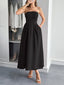 Strapless A-Line Midi Dress with Pockets