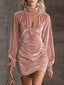 Velvet Ruched Flounce Sleeve Mini Dress - product image 4