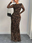 Leopard Print Long Sleeve Maxi Dress - Shopiebay women's boutique