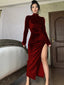 Velvet High-Neck Slit Dress - product image 5
