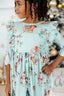 Believe in Your Elf 3/4 Sleeve Ruffle Twirl Dress