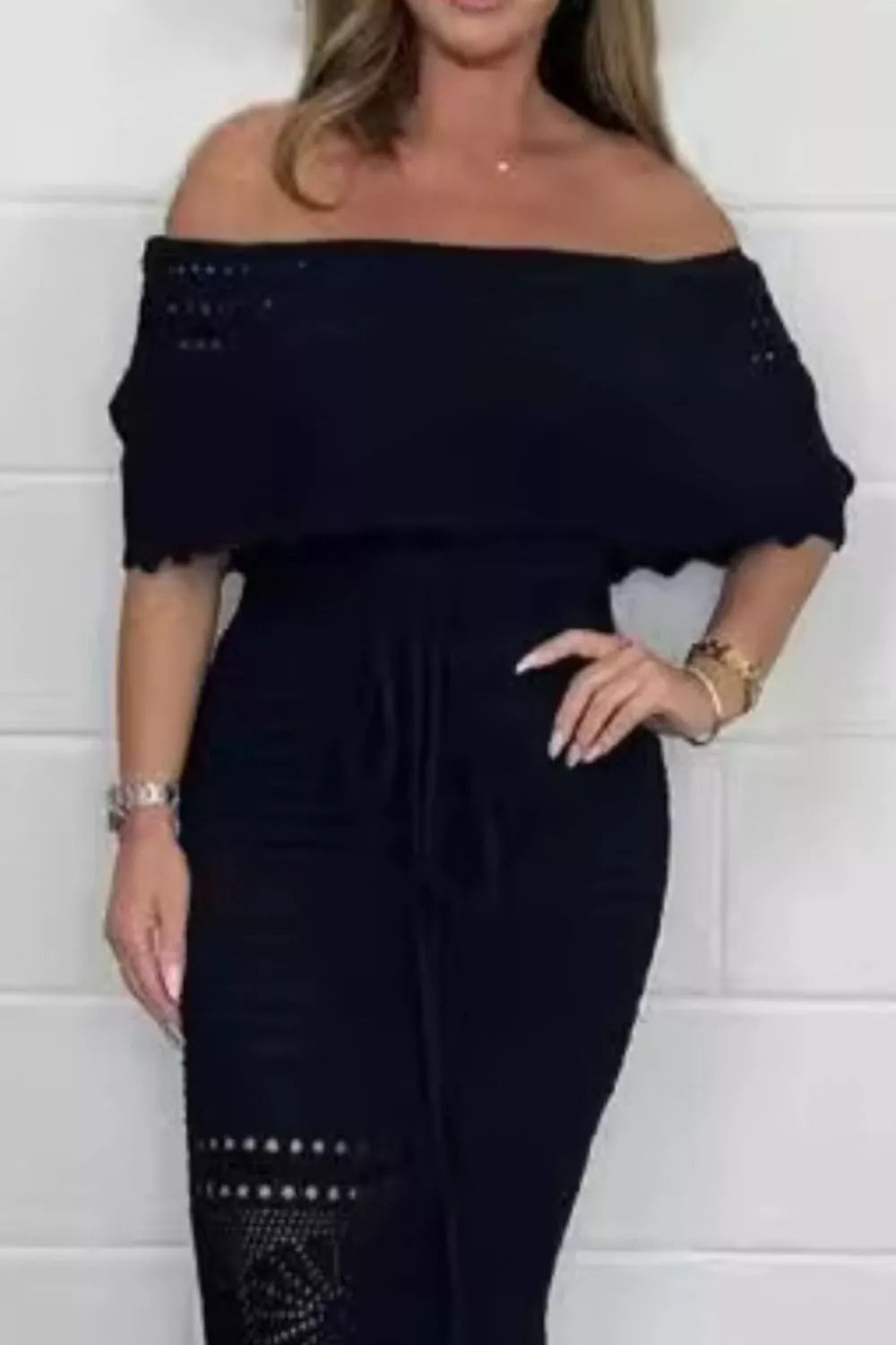 Crochet Off-Shoulder Maxi Dress view 6 - Shopiebay