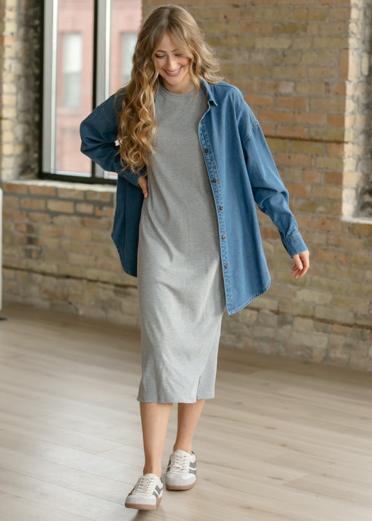 Baylor Gray Ribbed T-shirt Dress - product image 2