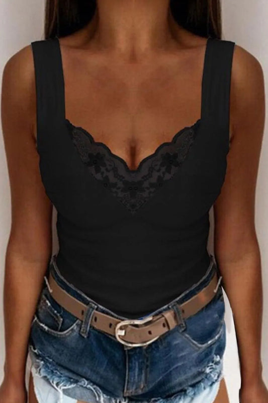 Full Size Lace Detail V-Neck Tank Plus Size view 2 - Shopiebay