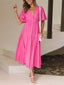 Surplice Half Puff Sleeve Midi Dress