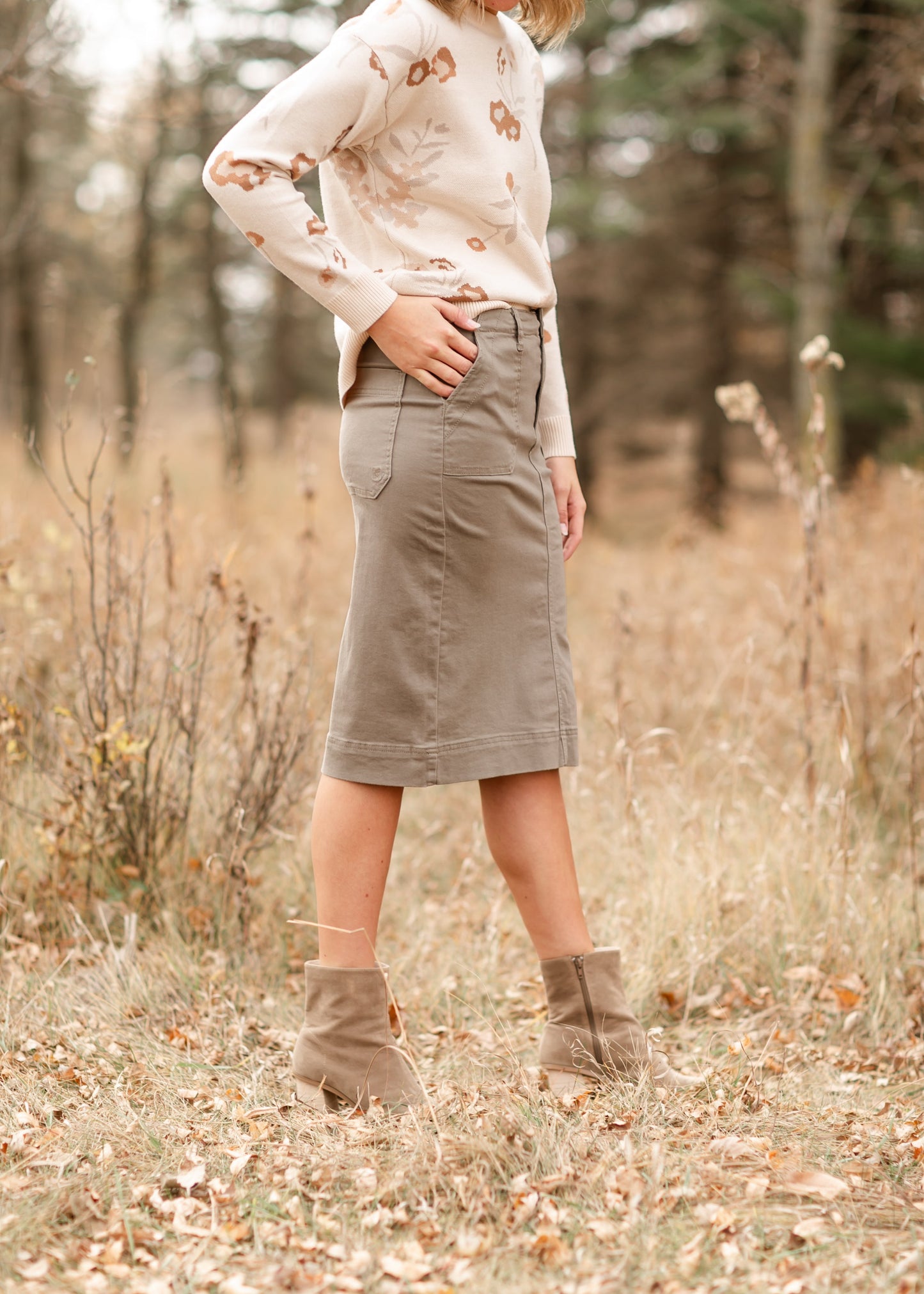 Erica Cotton Twill Midi Skirt