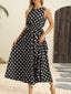 Polka Dot Round Neck Sleeveless Midi Dress - product image 4