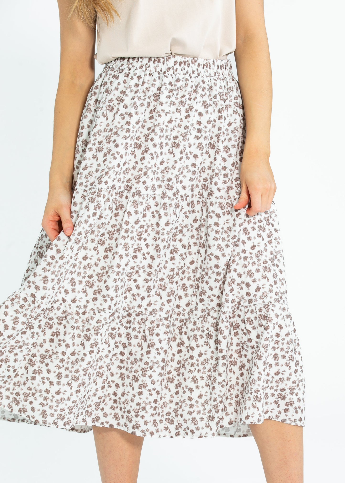 Harlow Tiered Floral Midi Skirt