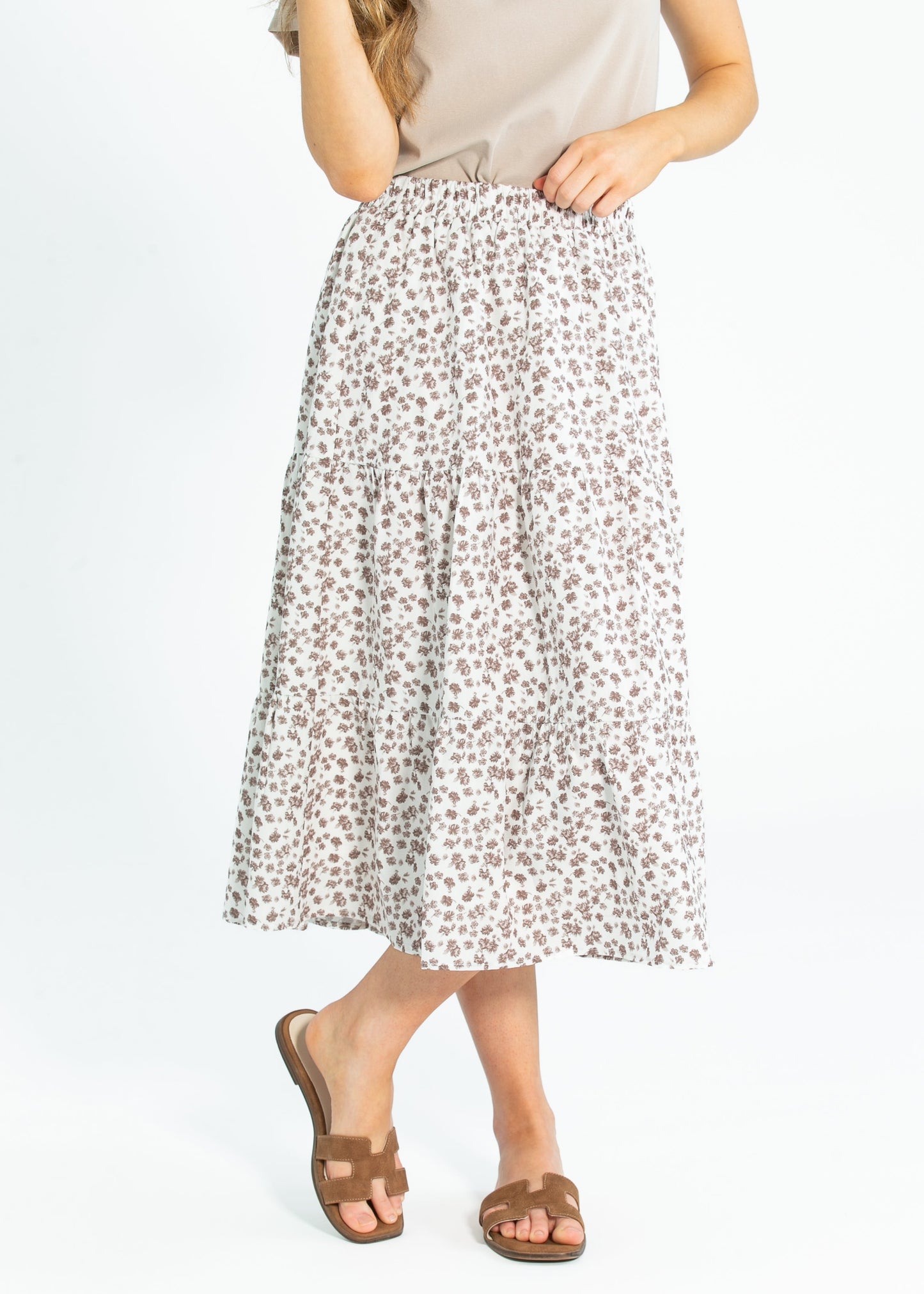Harlow Tiered Floral Midi Skirt