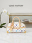 Multicolor Monogram Structured Top Handle Handbag with Shoulder Strap
