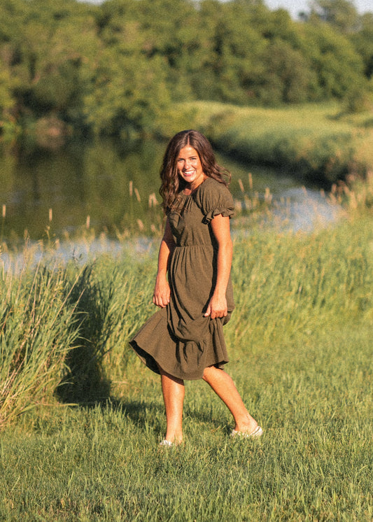 Amy Puff Sleeve Midi Dress