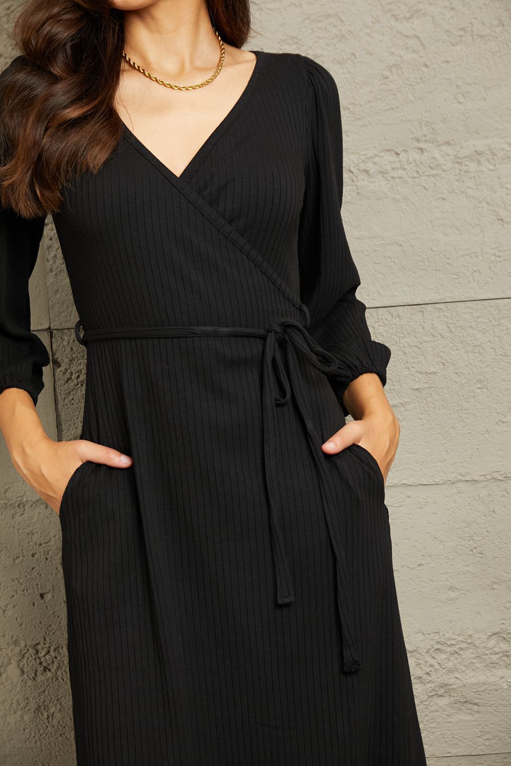 Culture Code Full Size Surplice Flare Ruching Dress - Shopiebay