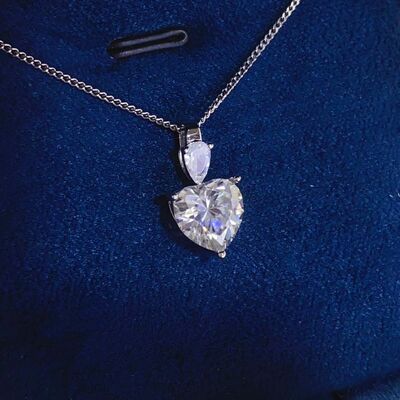 2 Carat Moissanite 925 Sterling Silver Heart Pendant Necklace