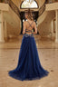 Formal Sleeveless Graduation Gown w/ Floral Motif & Lace up Back NXG1795