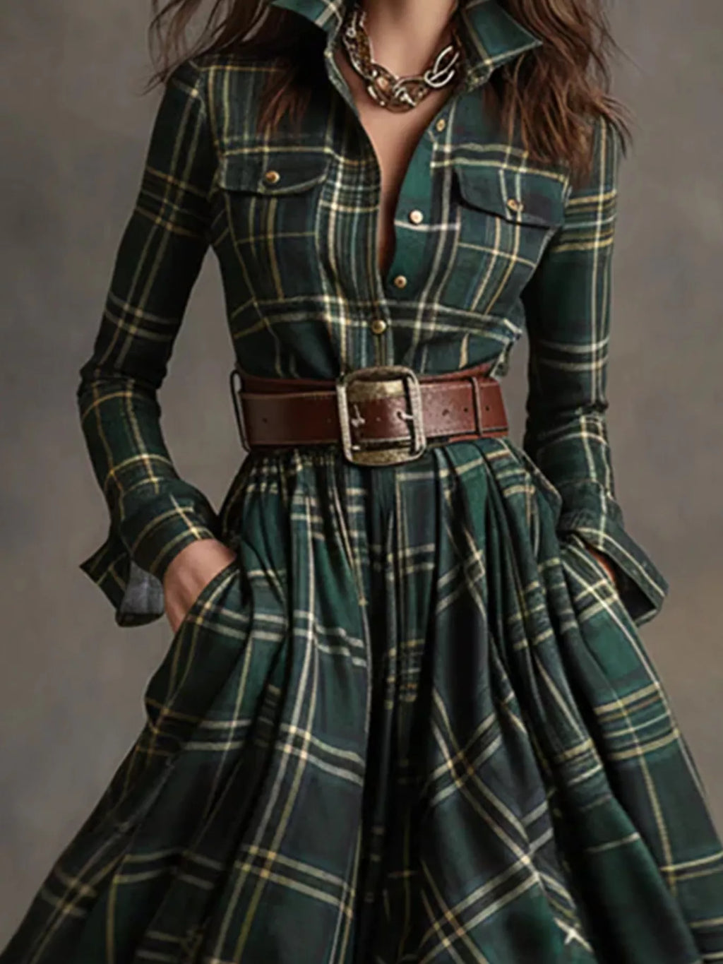 Plaid Button Front Maxi Shirt Dress - product image 5