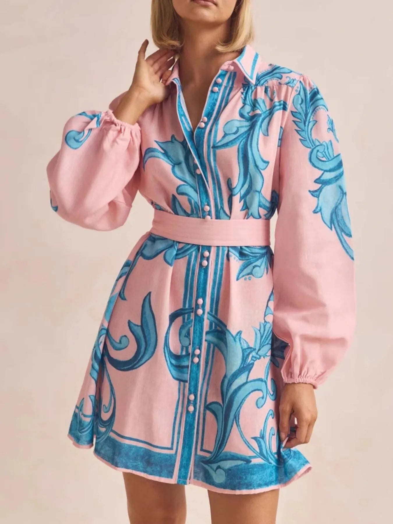 Printed Long Sleeve Shirt Dress - product image 11
