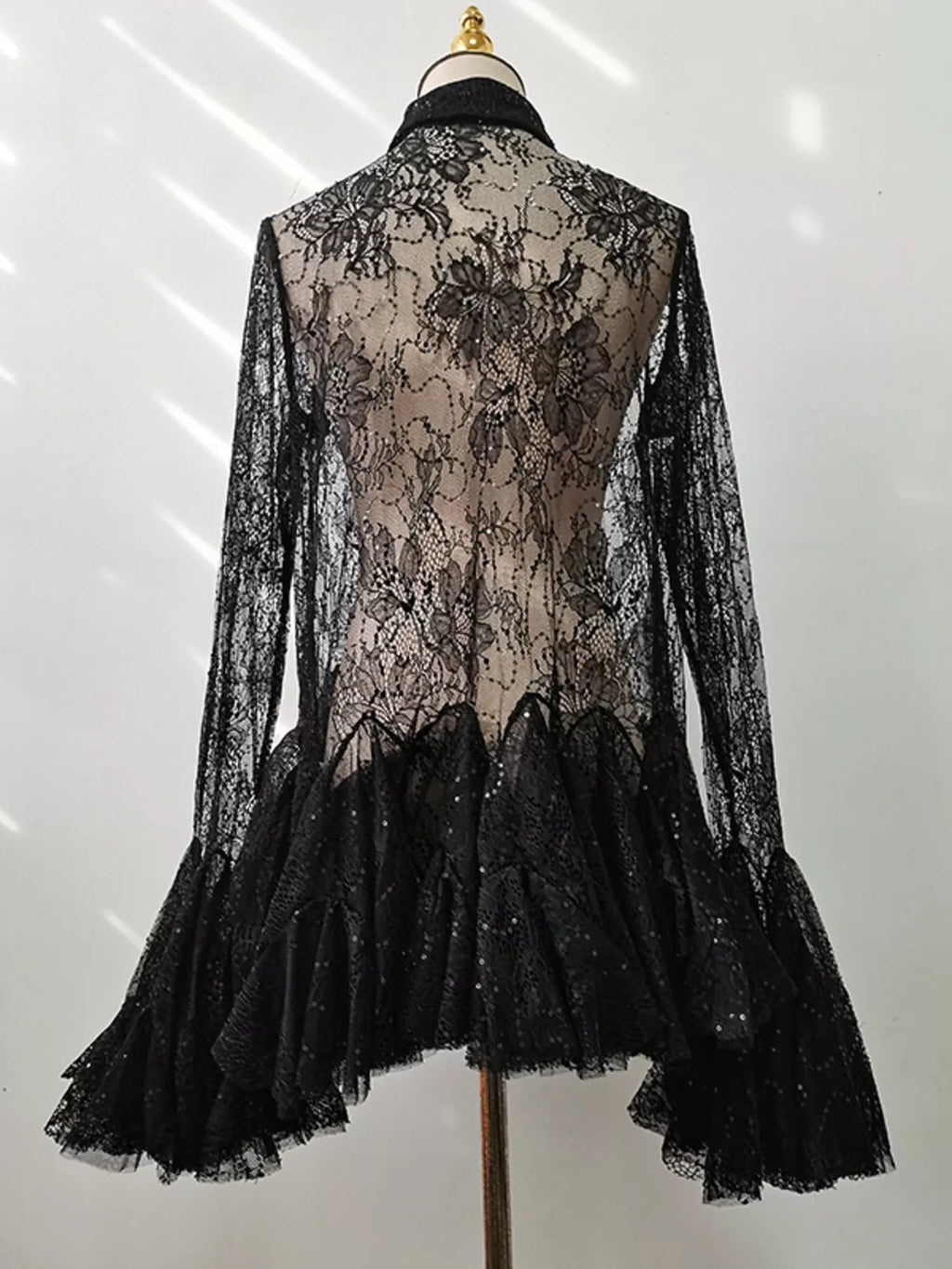 Ruffled Hem Lace Long Sleeve Dress - product image 12