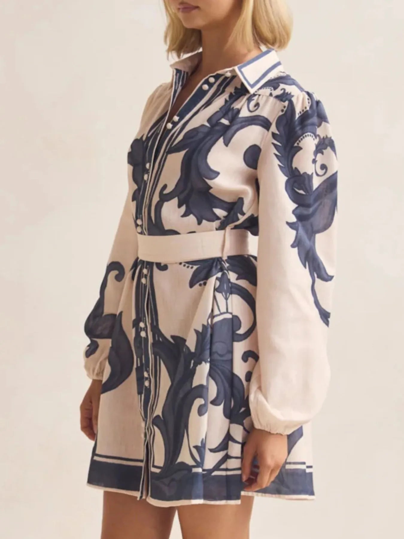 Printed Long Sleeve Shirt Dress - product image 7