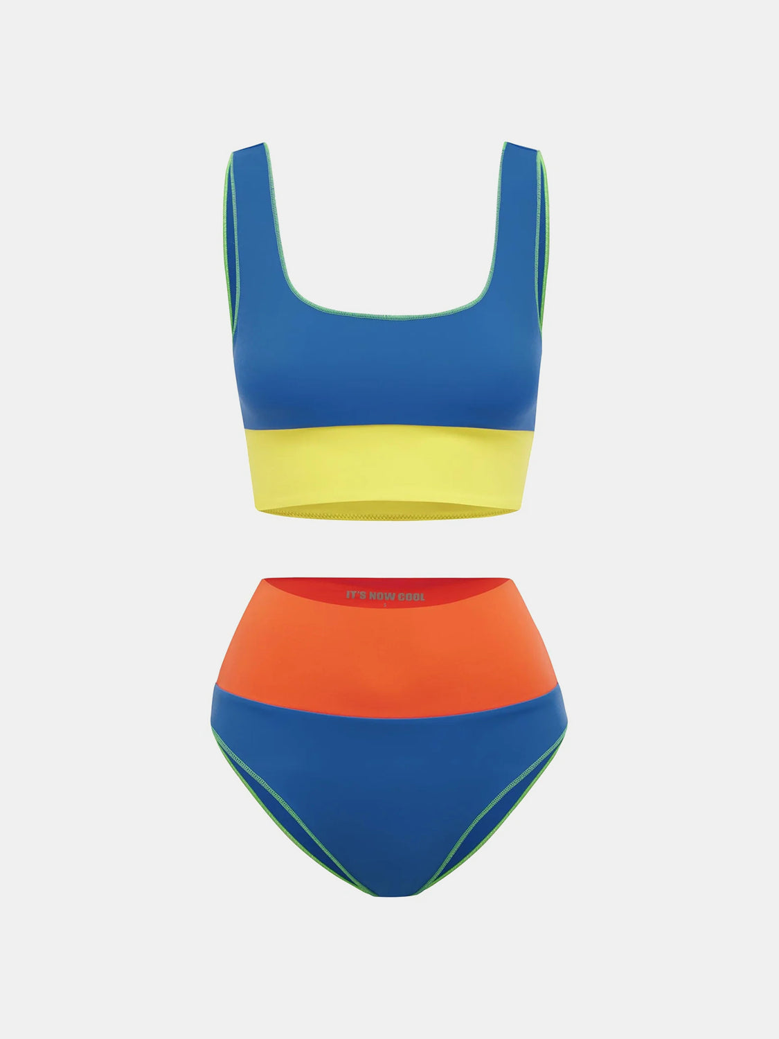 Contrast Wide Strap Two-Piece Swim Set