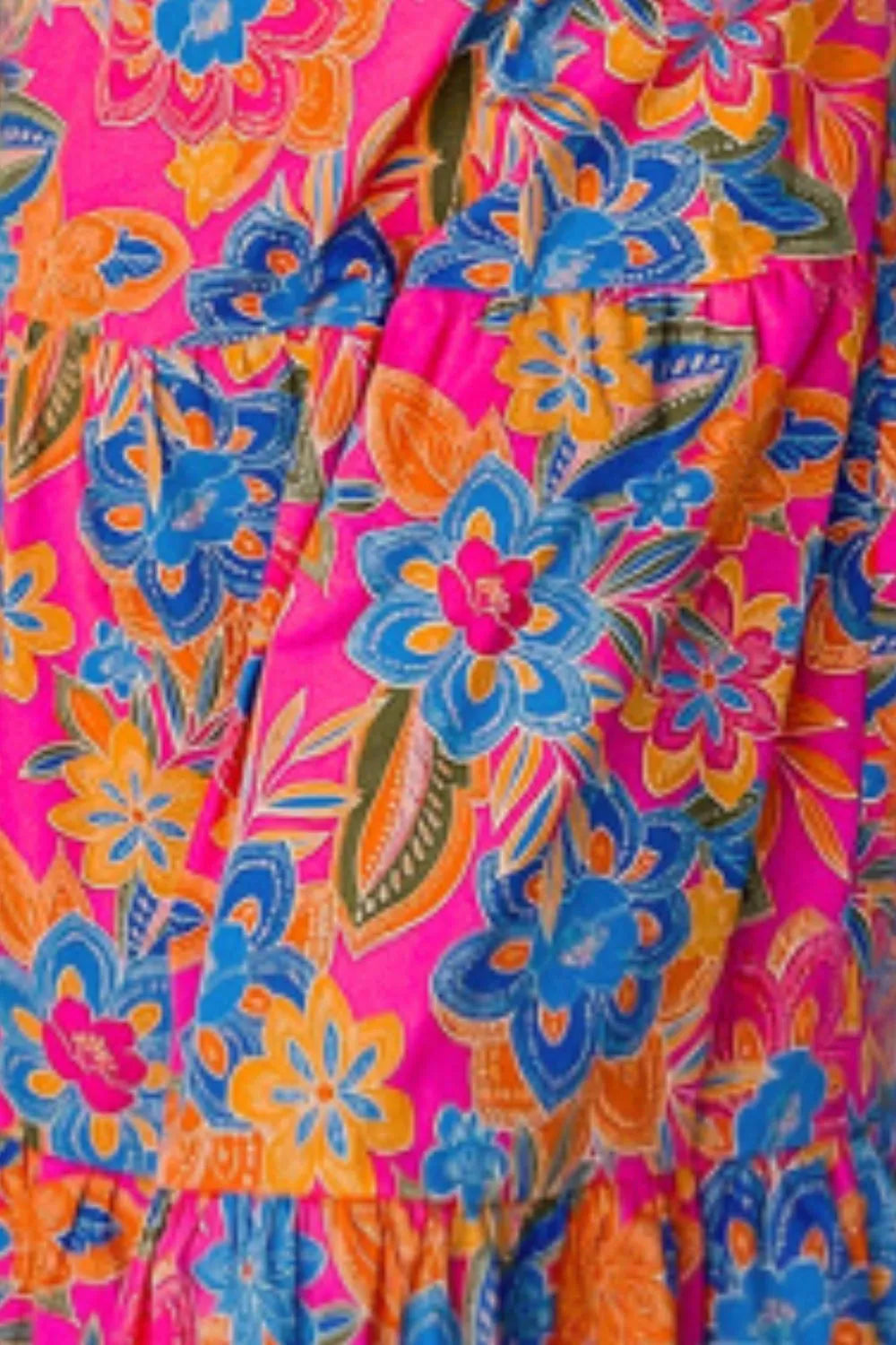 Printed V-Neck Cap Sleeve Pocketed Midi Dress - product image 3