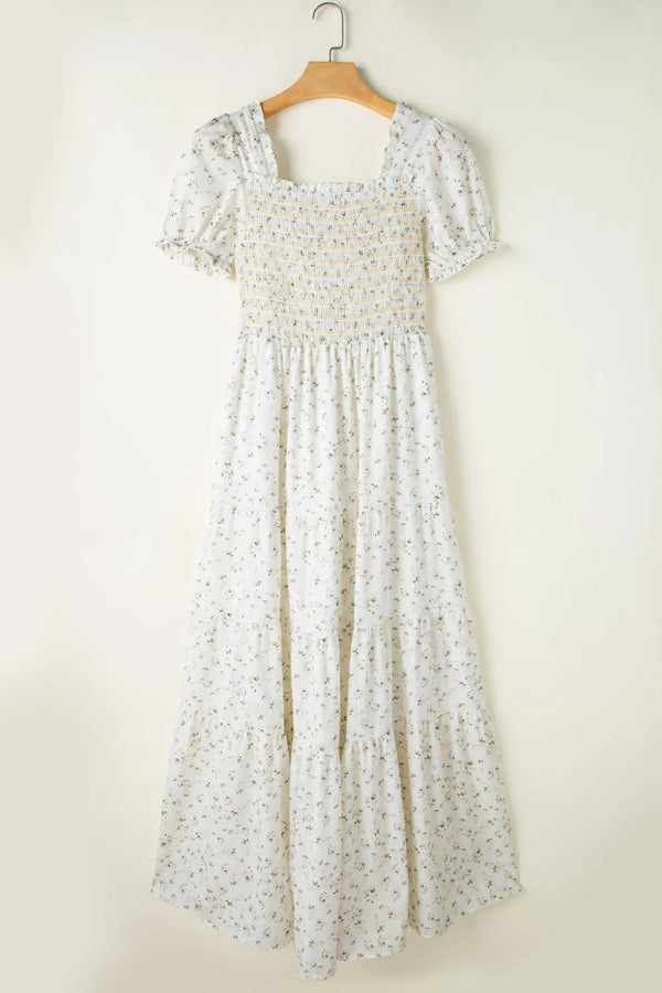 Floral Smocked Short Puff Sleeve Maxi Dress - product image 7