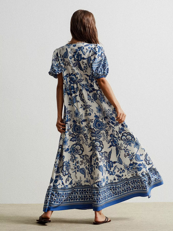 Floral Print Tie-Neck Puff Sleeve Maxi Dress - product image 6