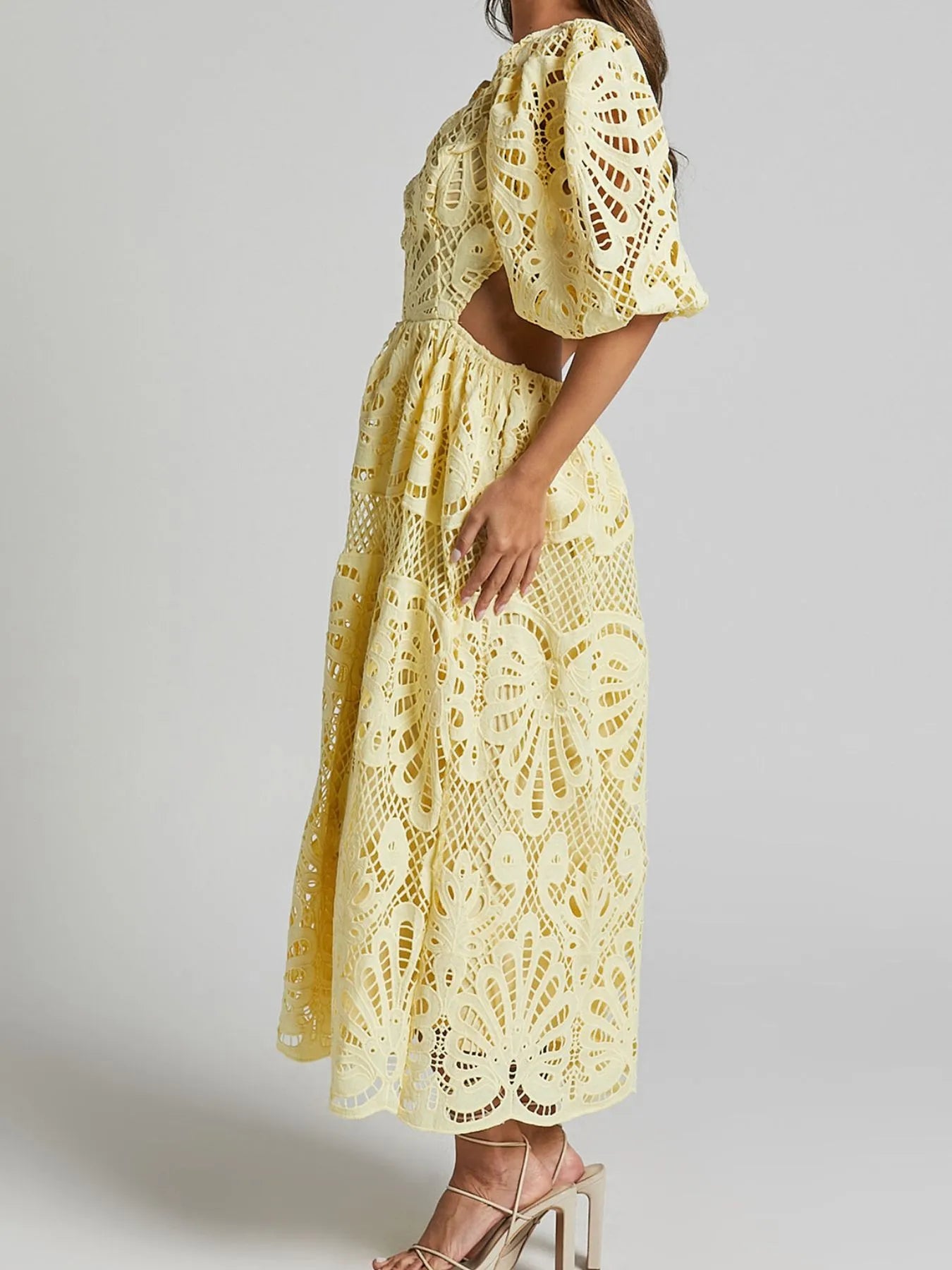 Cutout Back Lace Crochet V-Neck Dress - product image 3