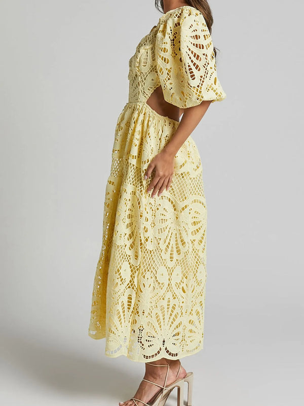 Cutout Back Lace Crochet V-Neck Dress - product image 3