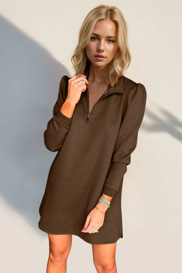 Double Take Textured Quarter Zip Long Sleeve Dress - product image 18