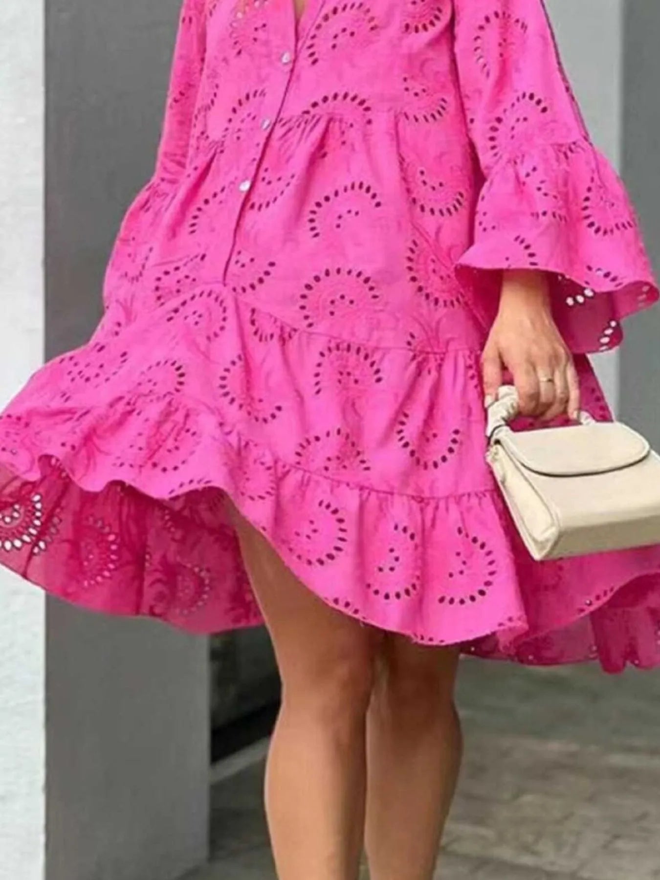 Eyelet Ruffled Hem Tiered Dress - product image 3