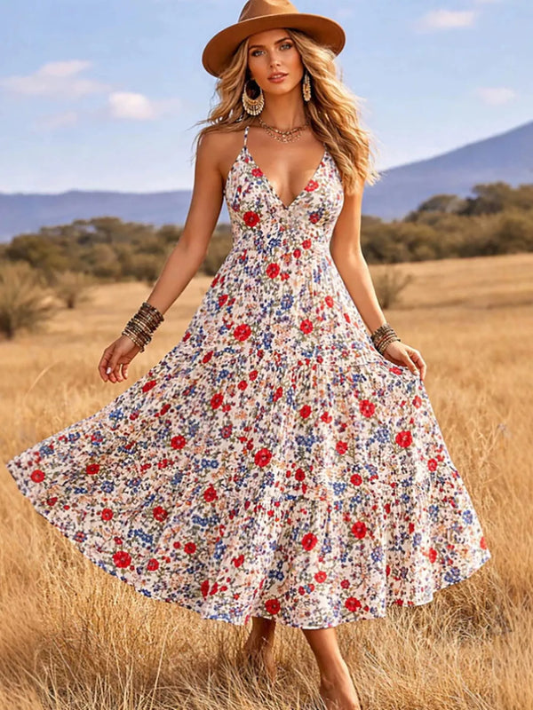 Floral Print V-Neck Midi Dress - product image 7