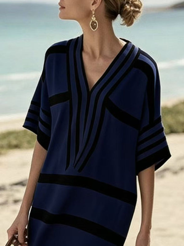 Full Size Striped Half Sleeve Midi Dress Plus Size - product image 20