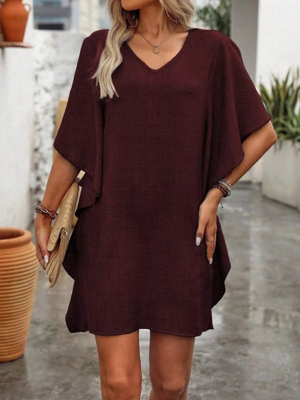 Ruffled Flutter Sleeve V-Neck Mini Dress - product image 4
