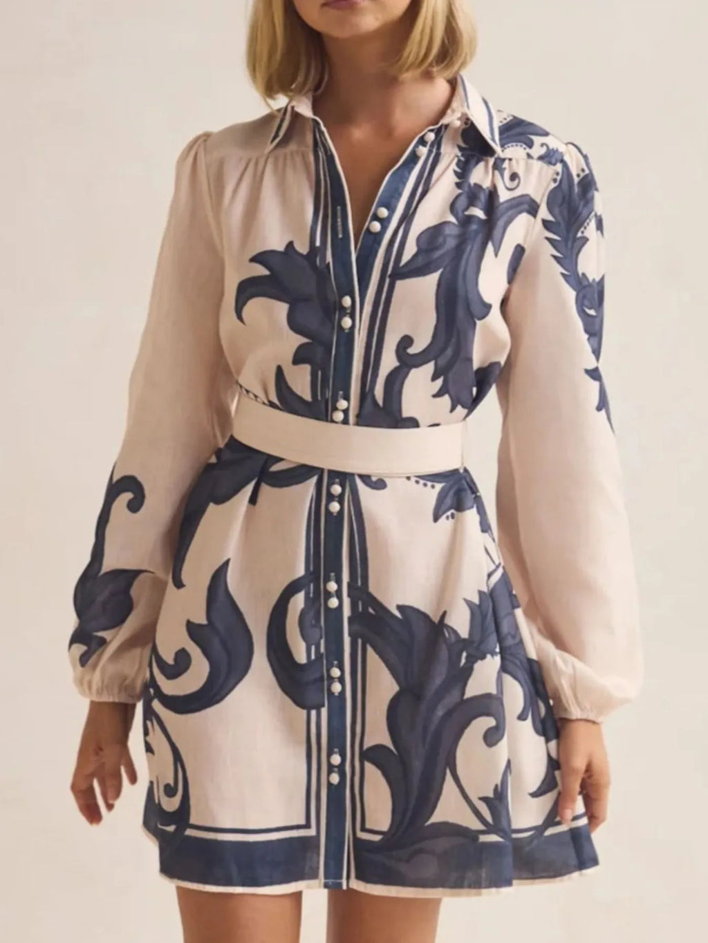 Printed Long Sleeve Shirt Dress - product image 5
