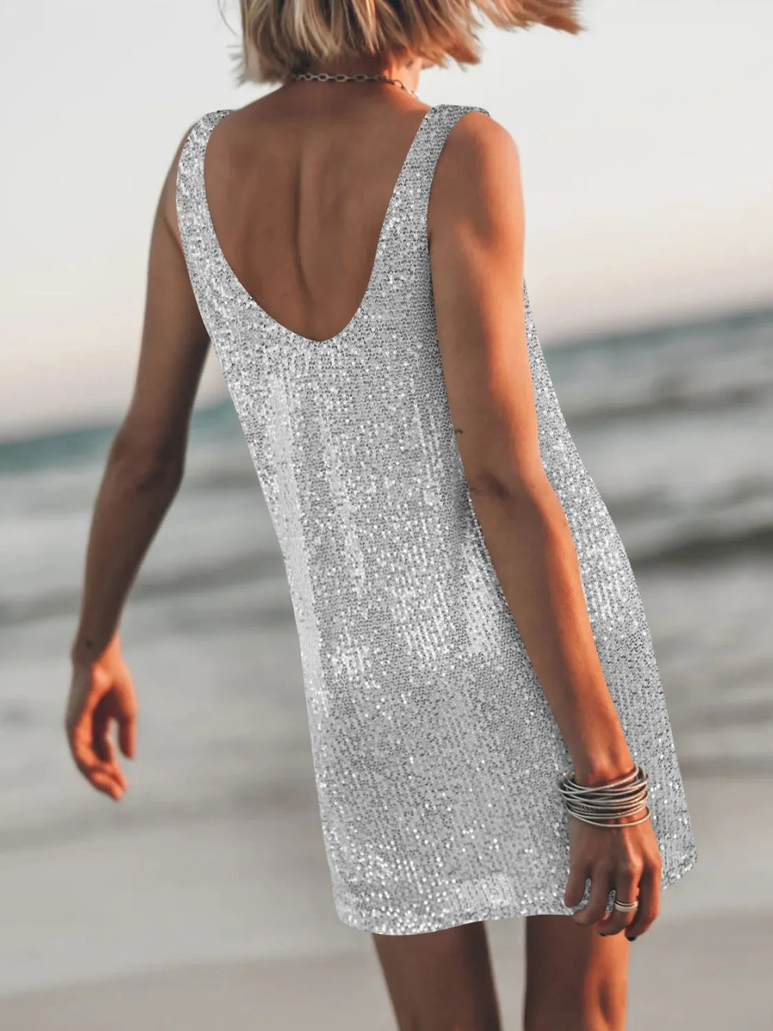Sequin Scoop Neck Mini Dress - product image 19