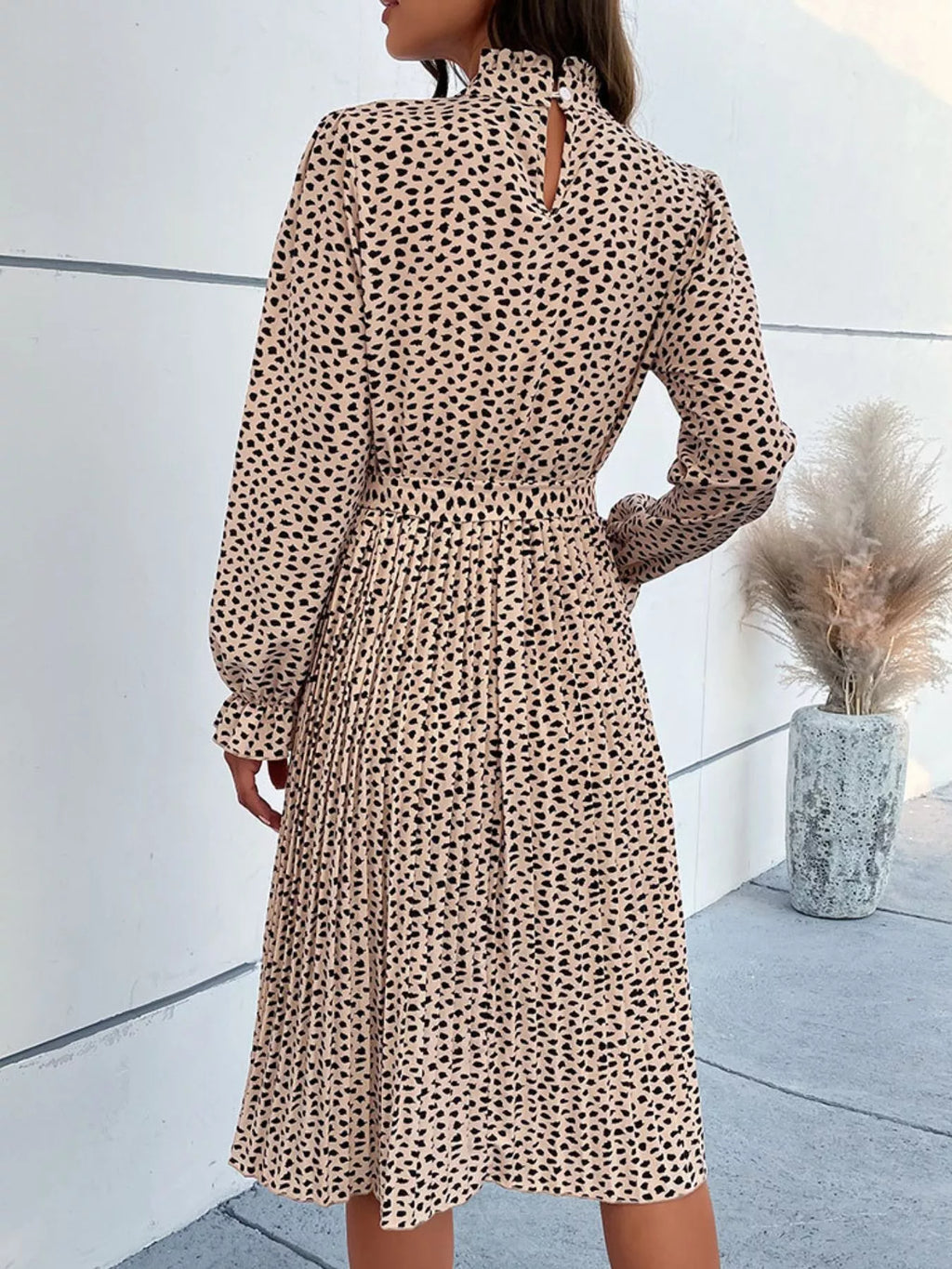 Animal Print Mock Neck Flounce Sleeve Dress - product image 5