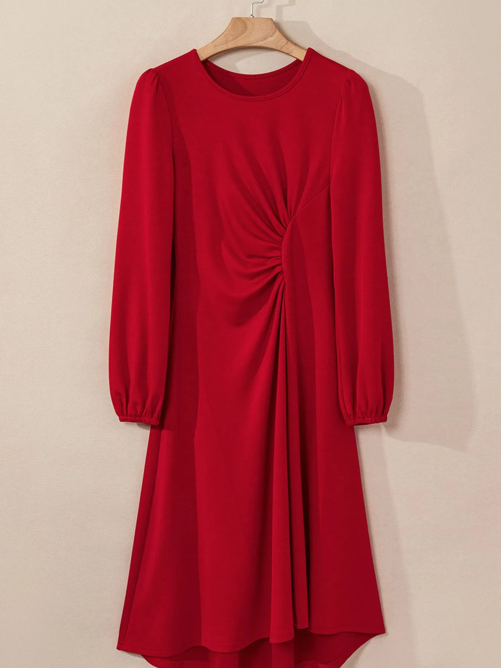 Solid Color Ruched Detail Long Sleeve Midi Dress - product image 25
