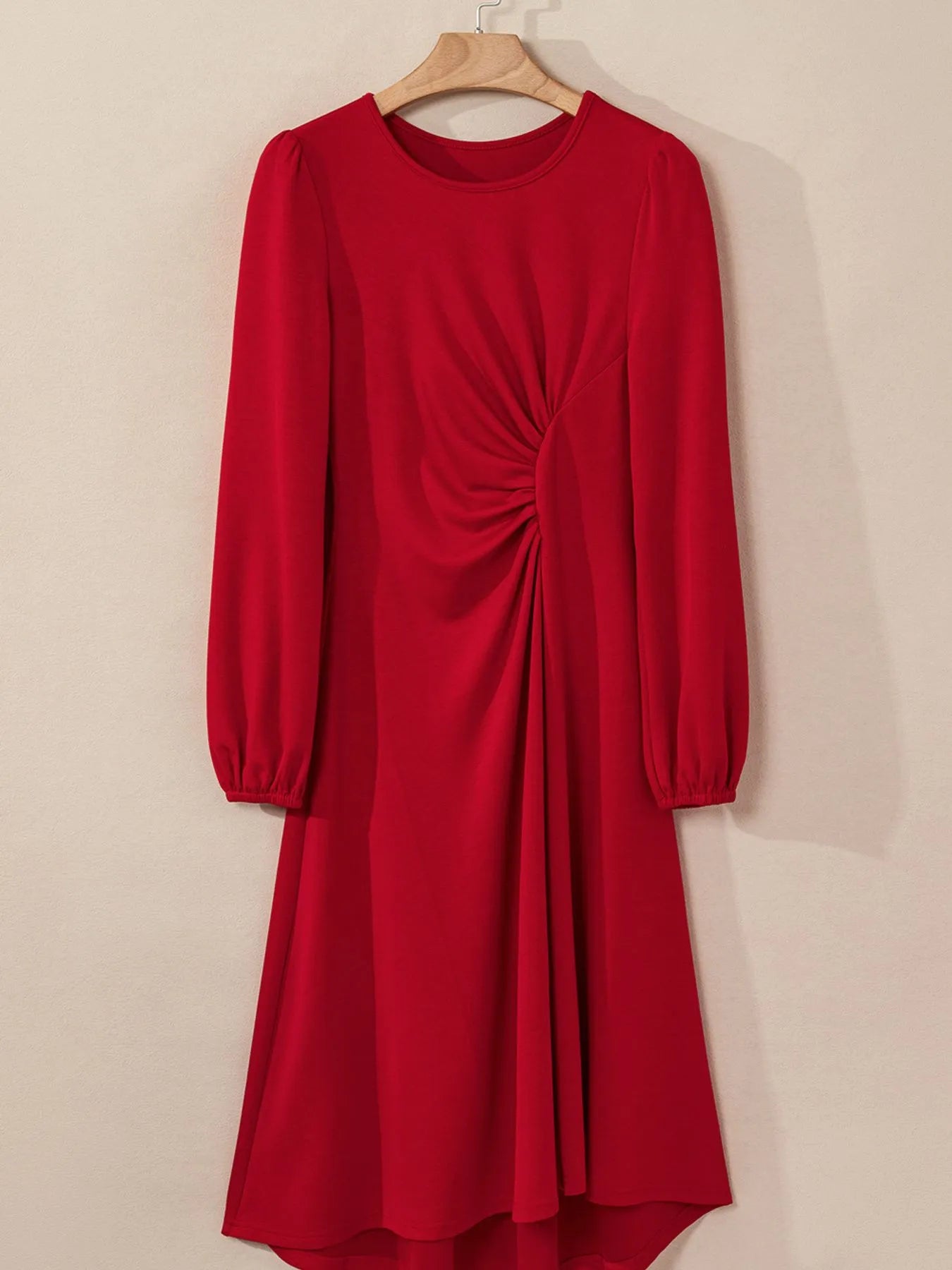 Solid Color Ruched Detail Long Sleeve Midi Dress - product image 25