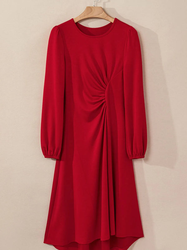 Solid Color Ruched Detail Long Sleeve Midi Dress - product image 25