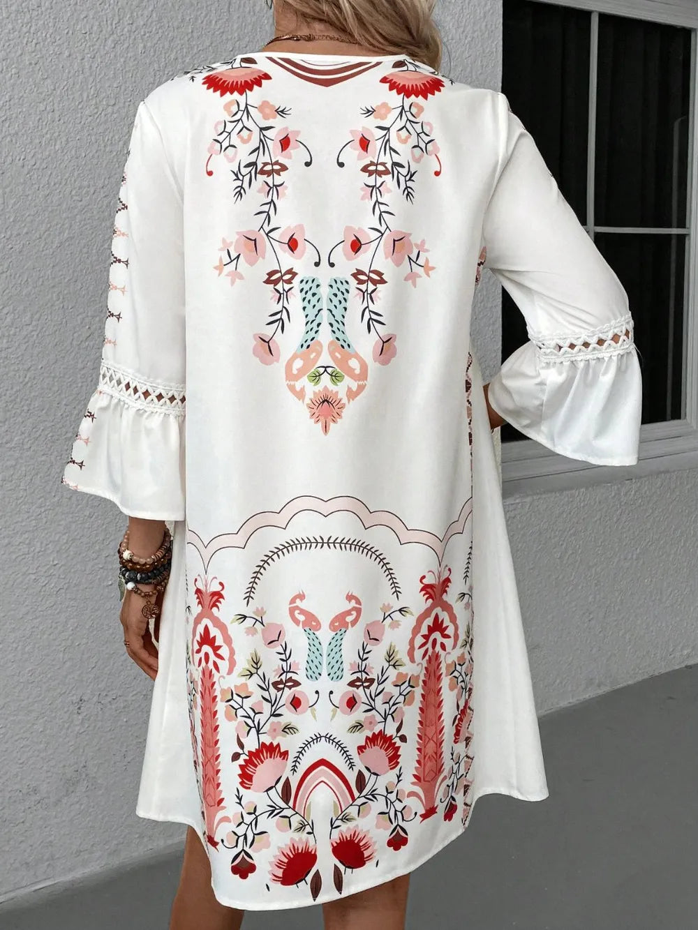 Lace Detail Printed Three-Quarter Sleeve Dress - product image 14