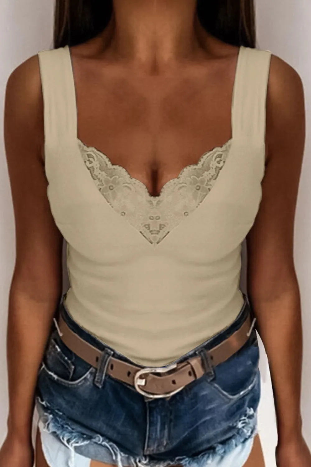 Lace Detail V-Neck Tank - product image 7