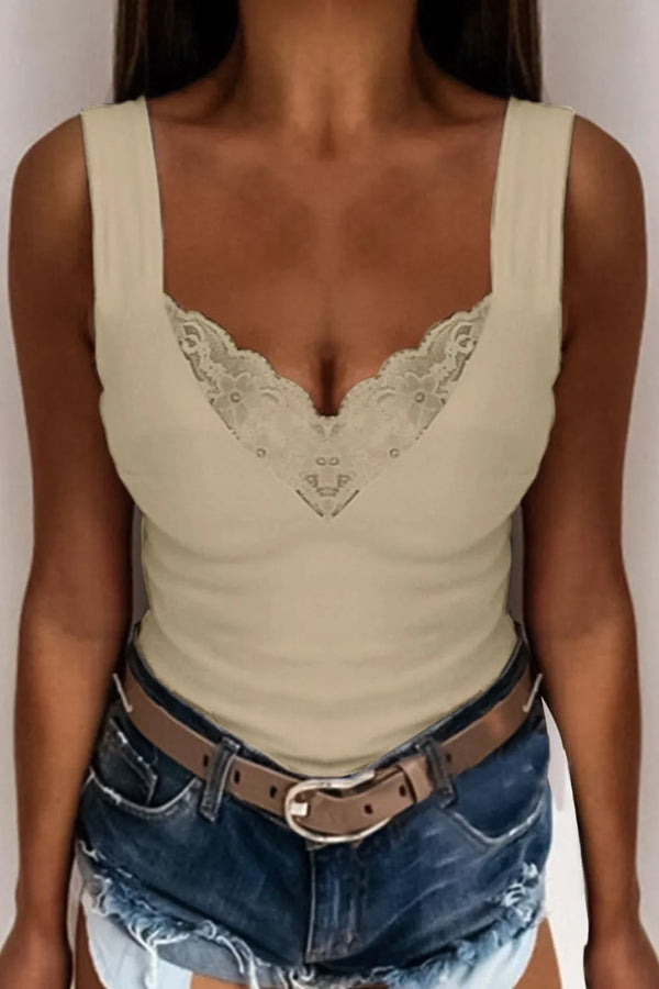 Lace Detail V-Neck Tank - product image 7