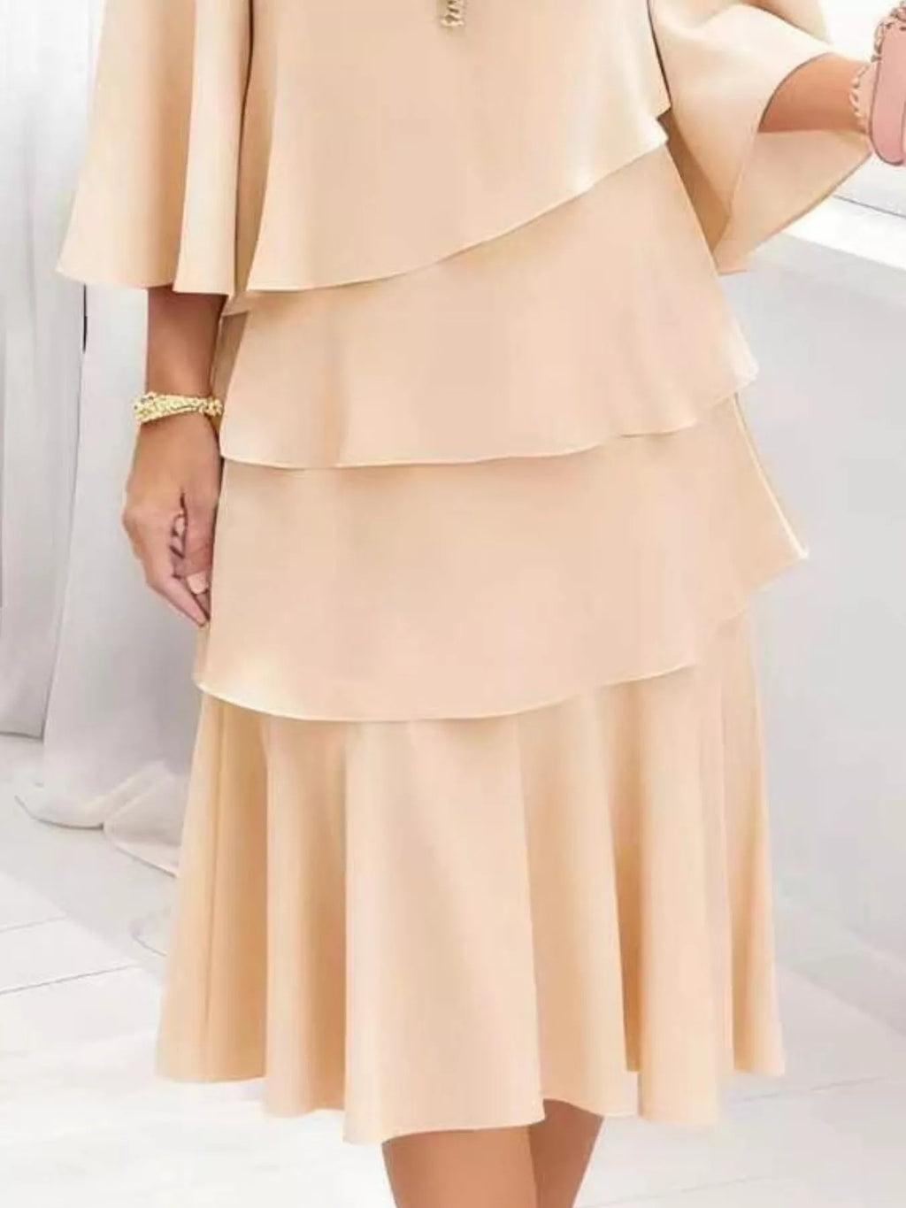 Ruffled Layered 3/4 Sleeve Dress - product image 6