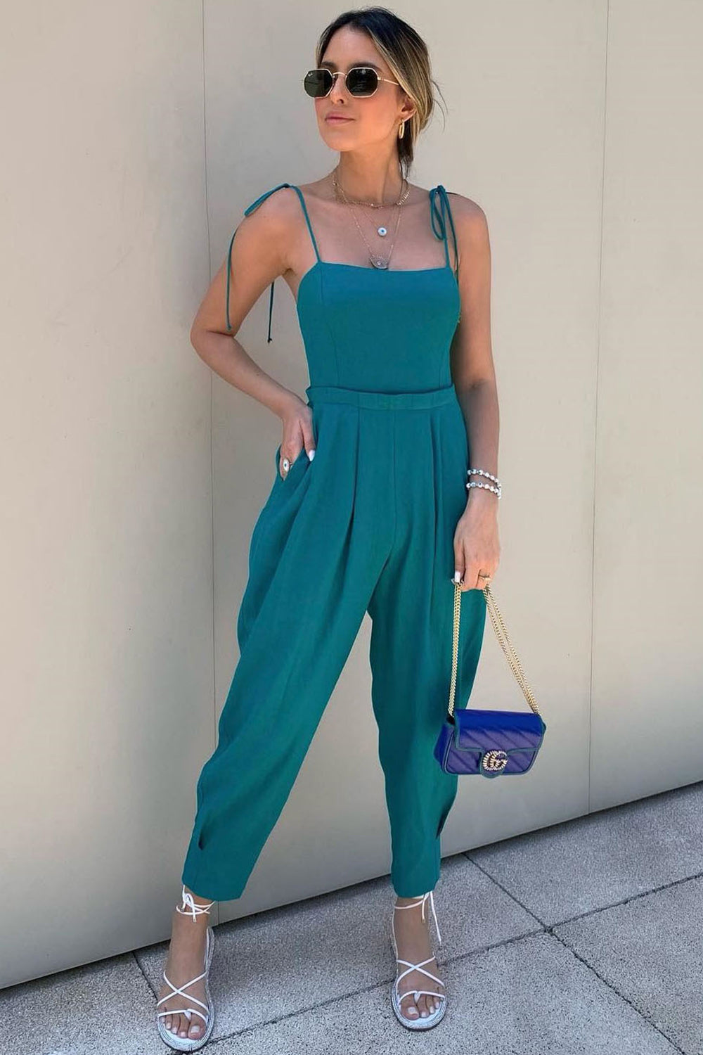 Pocketed Spaghetti Strap Jumpsuit