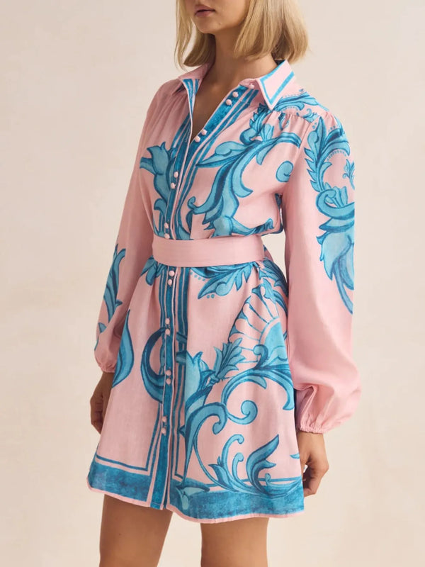 Printed Long Sleeve Shirt Dress - product image 10